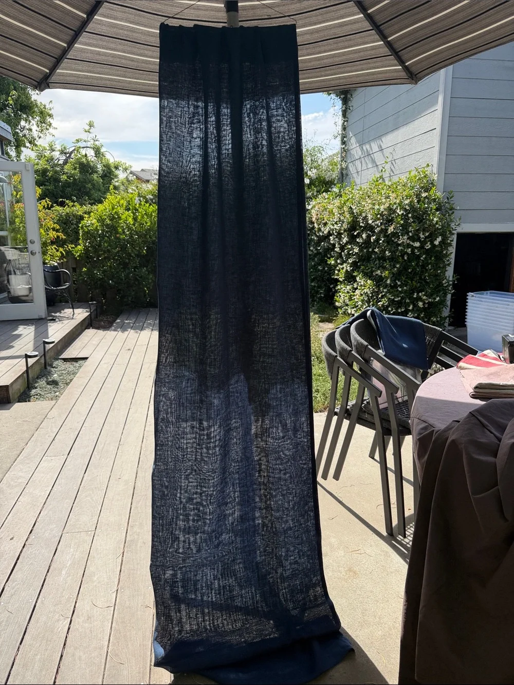 Sheer Navy Linen Curtain Panel - Set